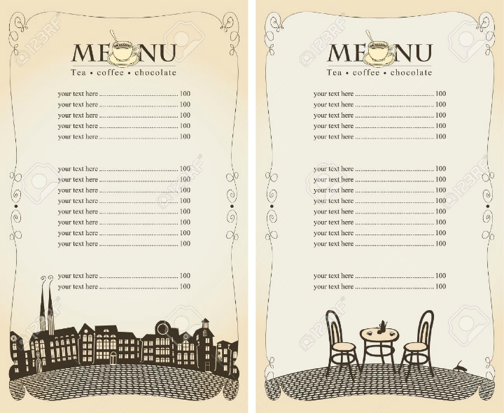 blank cafe menu template
