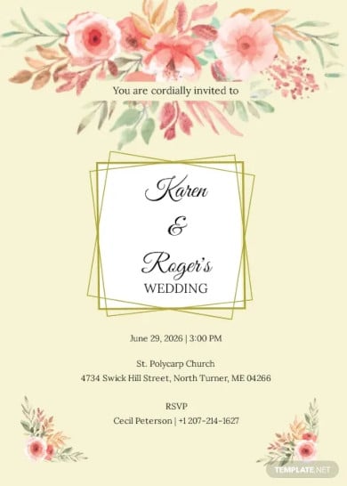 summer floral wedding invitation template