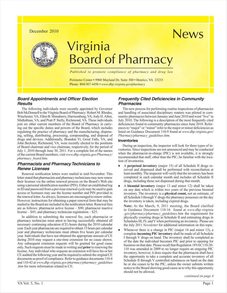 pharmacist newsletters