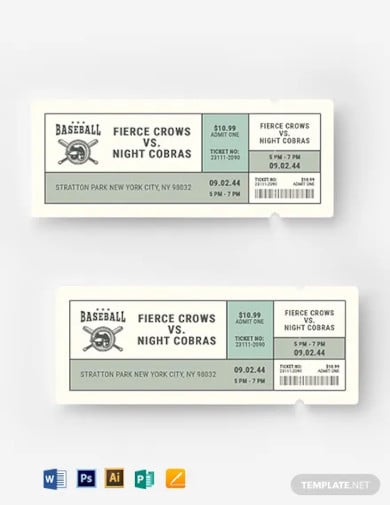 vintage baseball ticket template