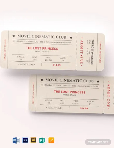vintage movie ticket template