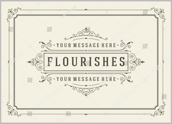 vintage ornament wedding place card vector template