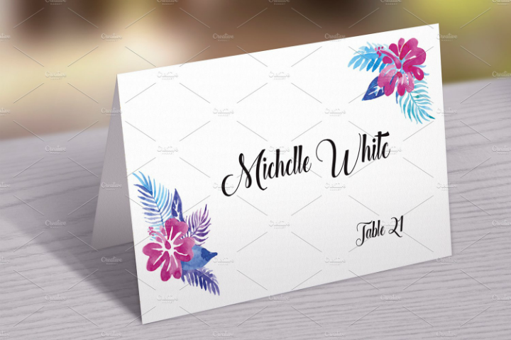 watercolor wedding place card template