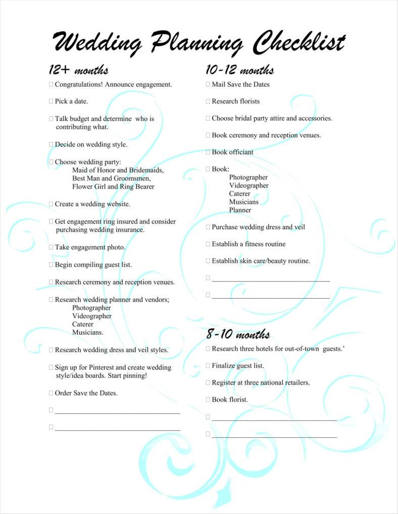 wedding planning check list pdf