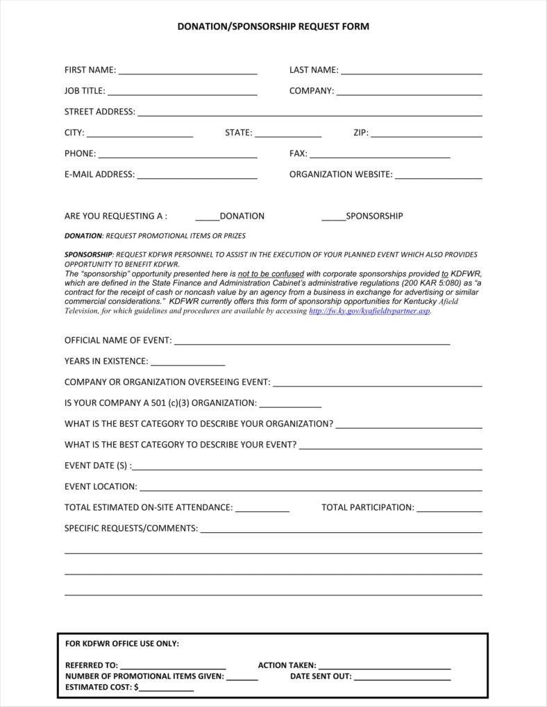 22+ Donation Application Form Templates Free PDF Format Download For Blank Sponsor Form Template Free