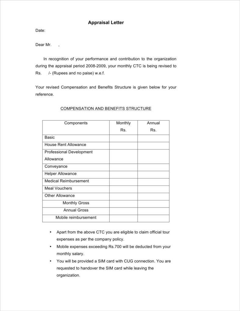 18+ Types of Appraisal Letter Template Free & Premium Templates