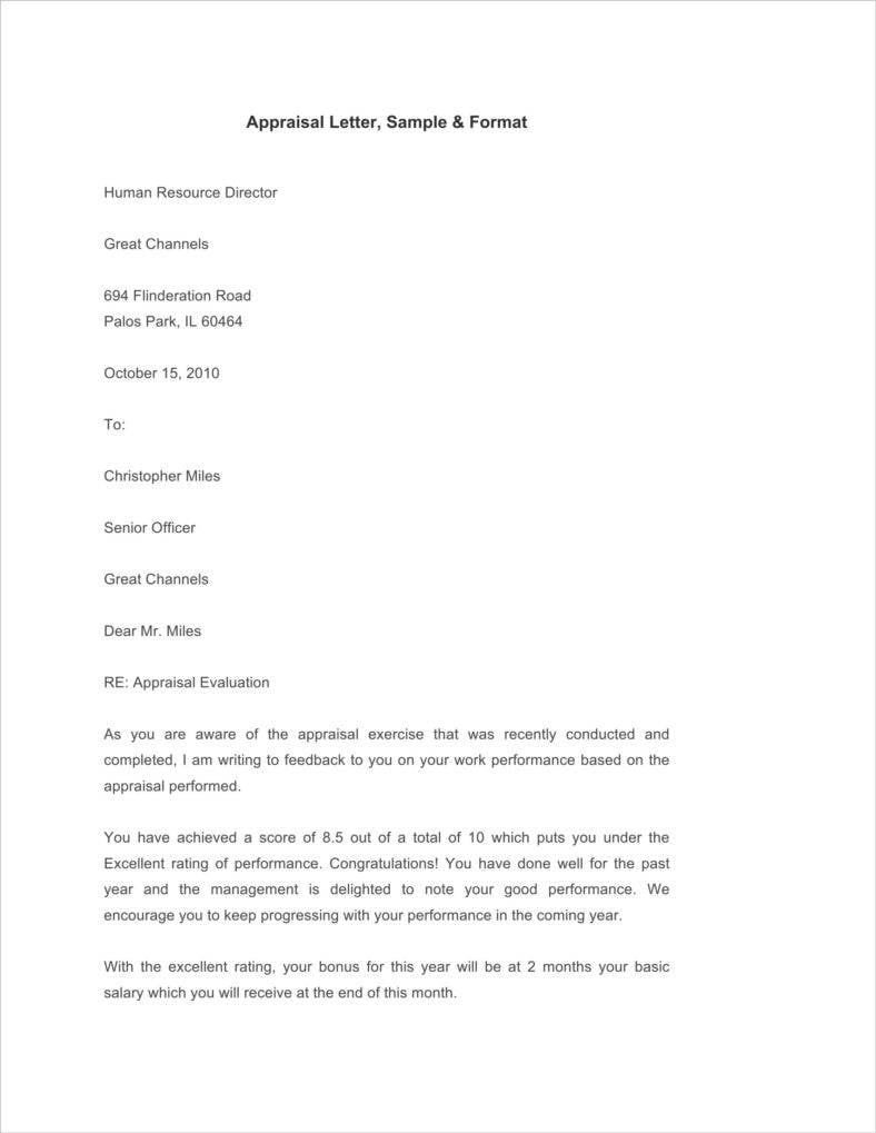 Evaluation Letter Sample for Employee Lovely Performance 