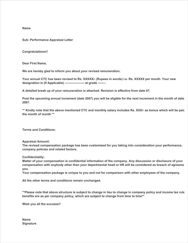 performance appraisal letter from company hr free download 1 788x1019