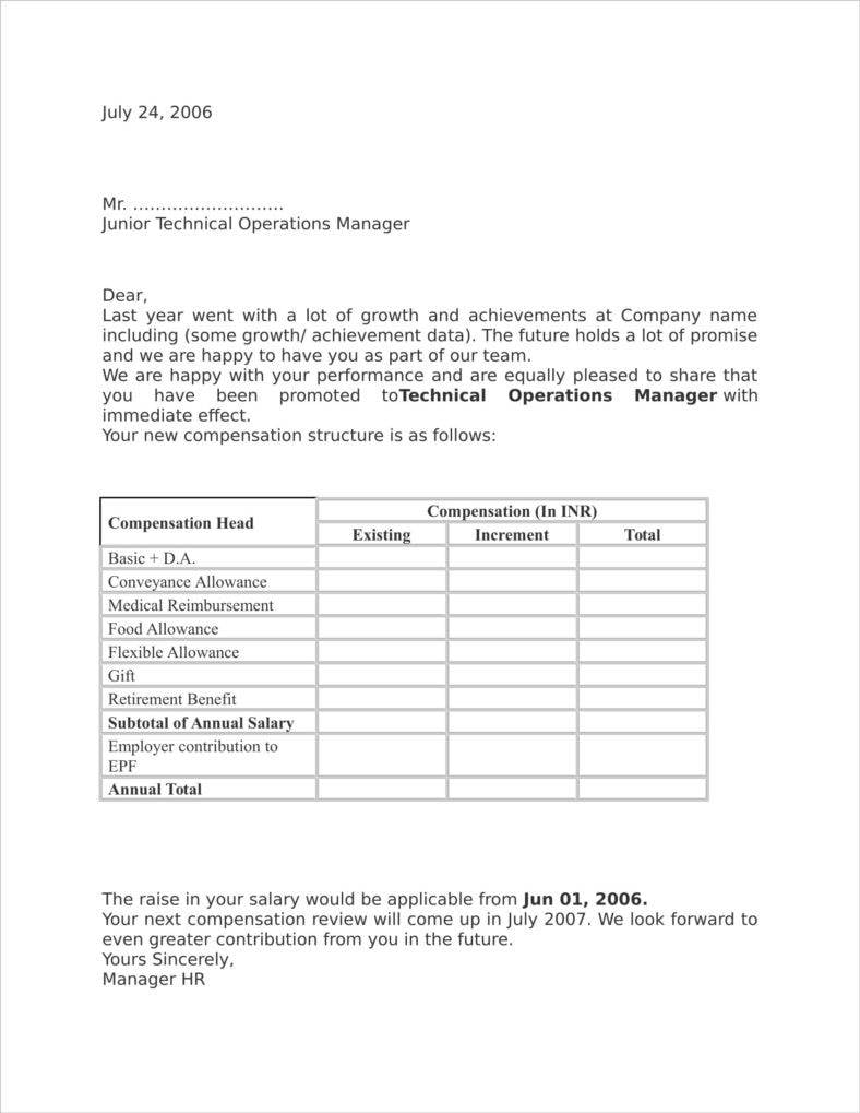 technical operations manager hr appraisal letter template for free 1 788x10
