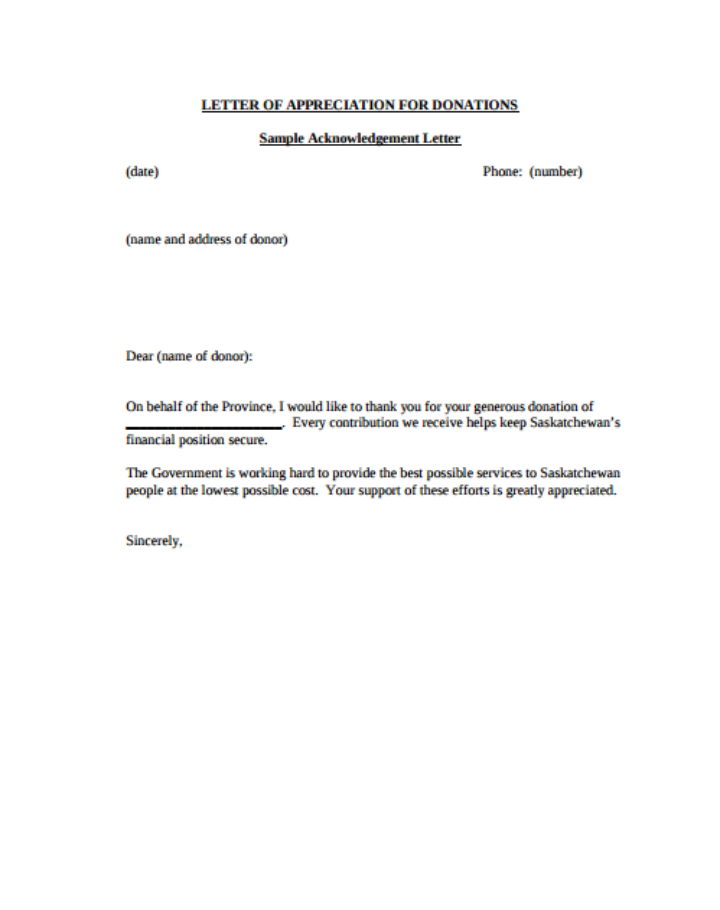 Acknowledgement Letter Template