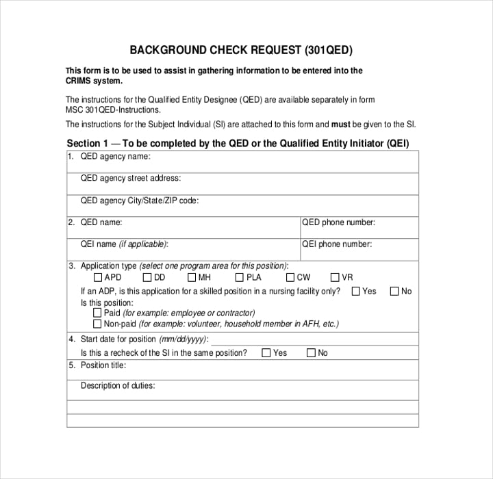 background check request form