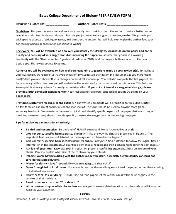 9 Peer Improvement Forms And Templates Pdf Doc