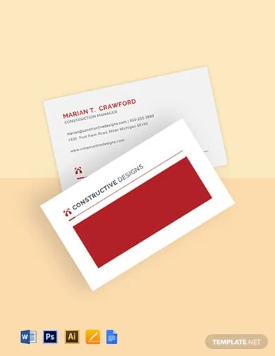 construction company manager business card template