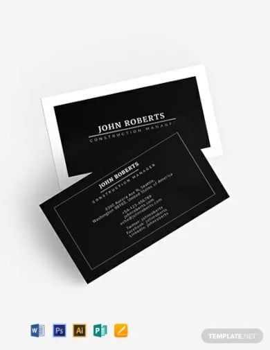 construction manager business card template
