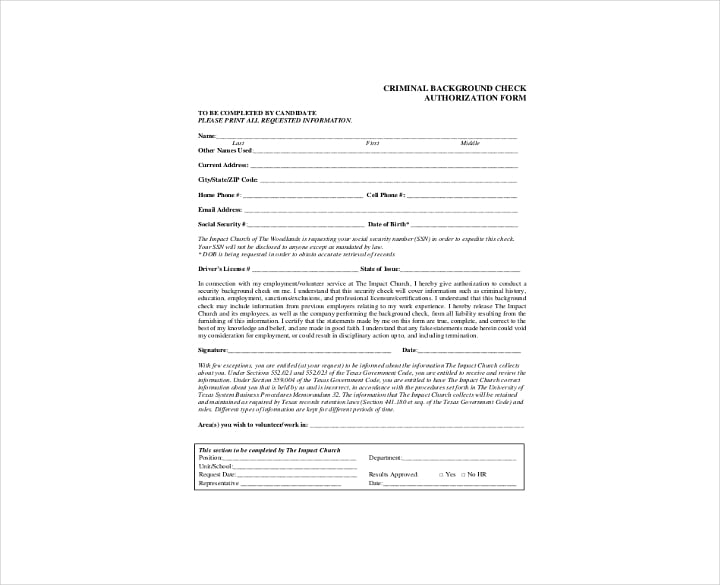 criminal background check authorization form