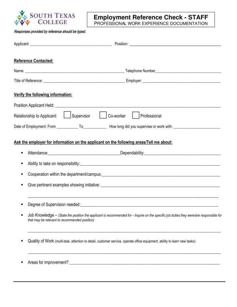 form reference employers 7 guide for reference check Employee template