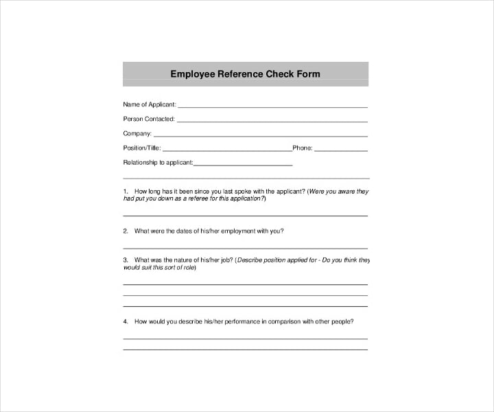 employment reference verification form