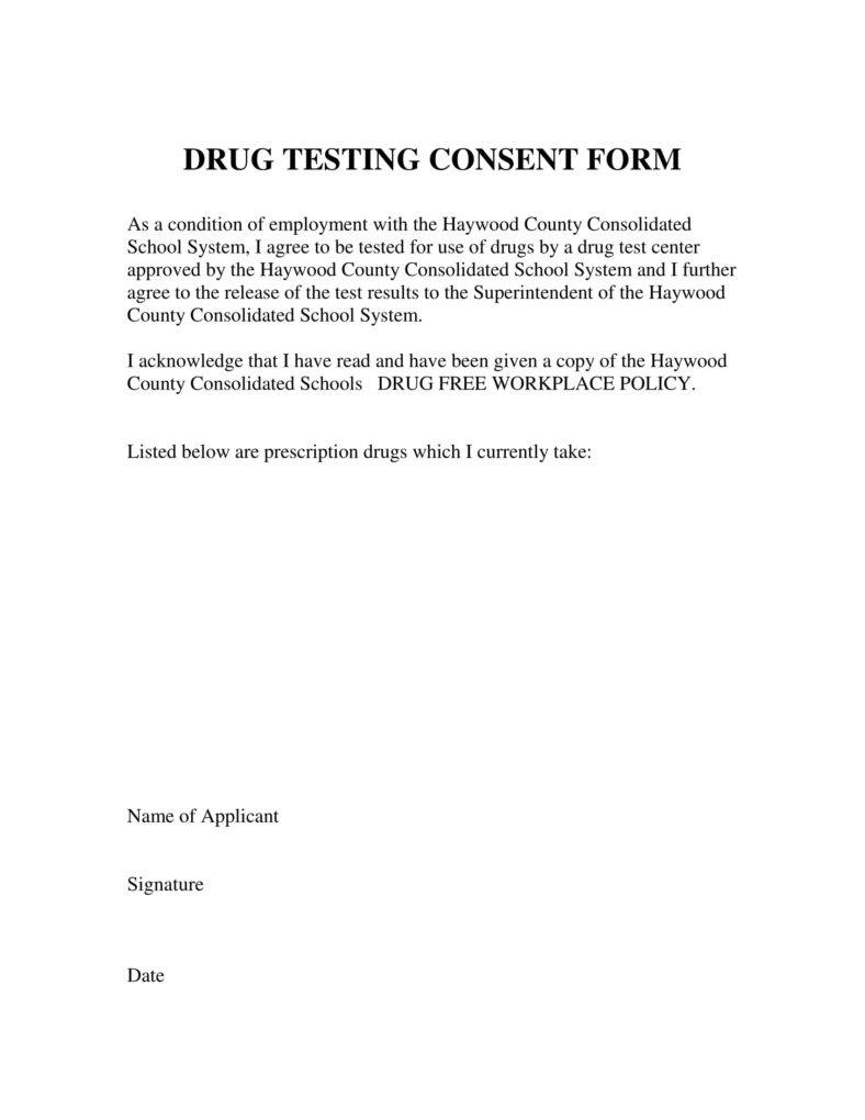 9 Drug Testing Consent Forms Pdf Doc