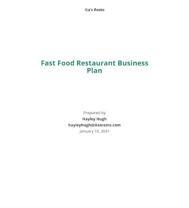 fast food restaurant business plan template