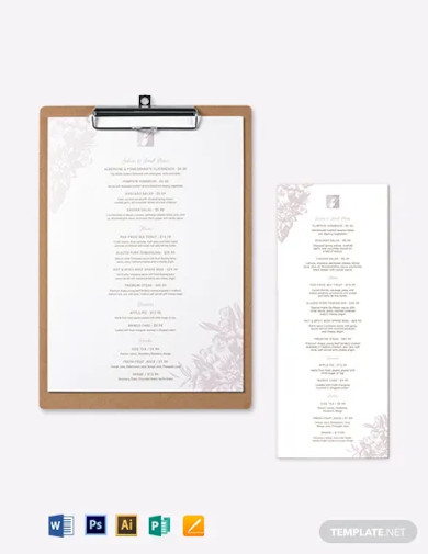 fine restaurant dining menu template