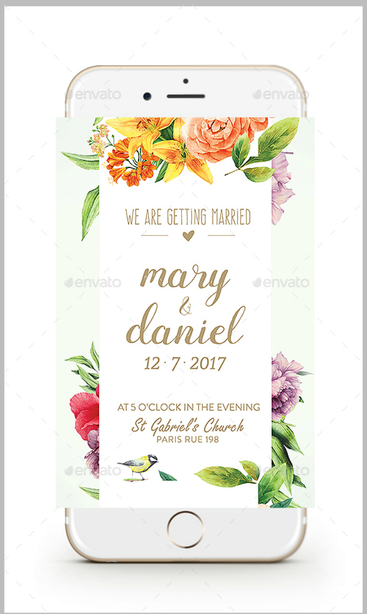 floral wedding invitation flyer template