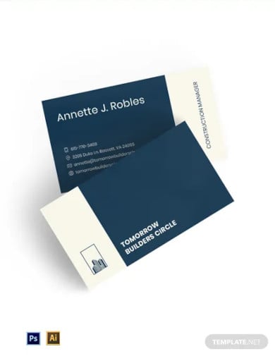 free modern construction manager business card template