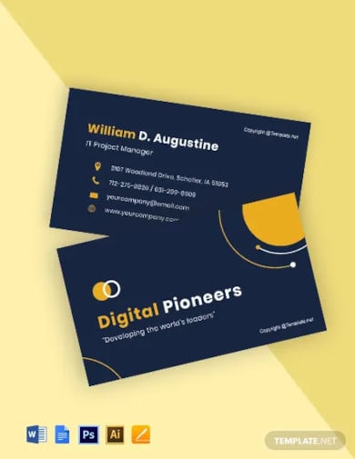free sample project manager business card template