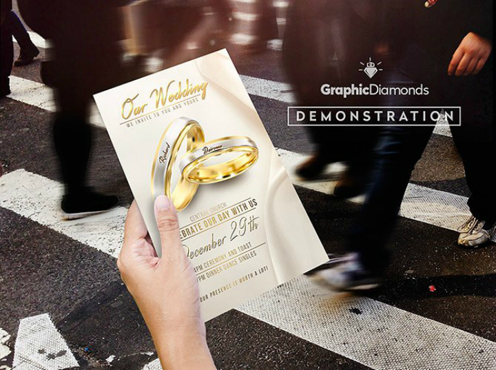 gold wedding flyer psd template