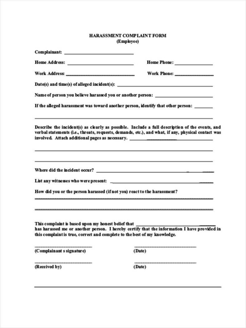 harassment complaint form 788x10