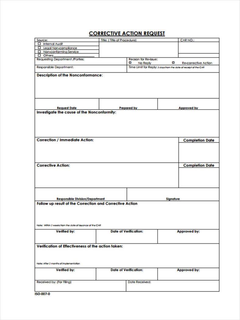Supplier Corrective Action Request Template