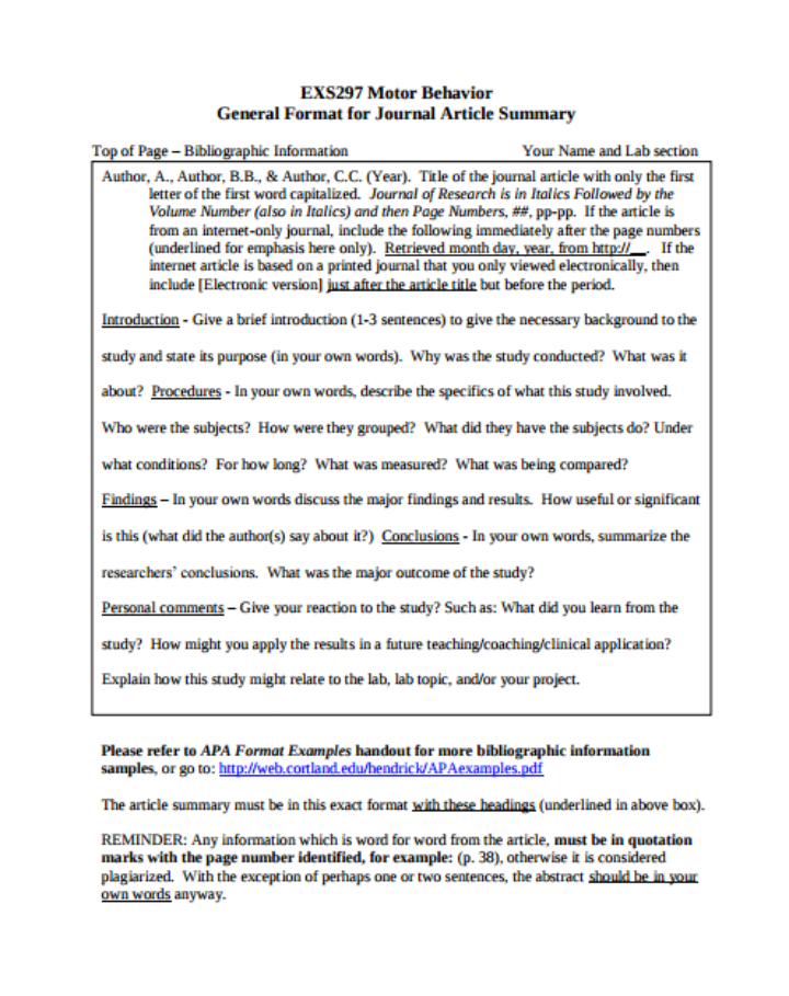 article summary format