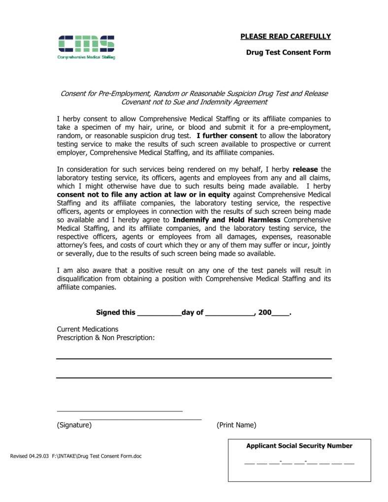 9+ Drug Testing Consent Forms PDF, DOC