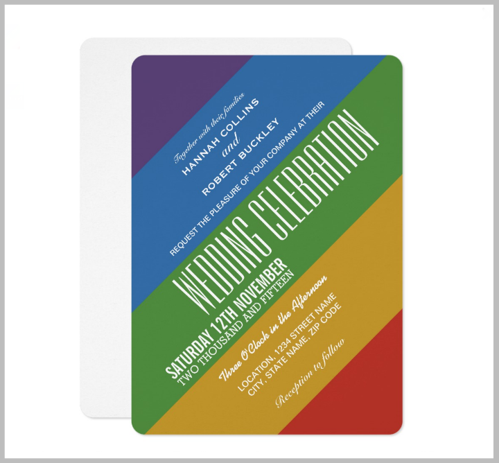 modern rainbow gay pride wedding invitation template