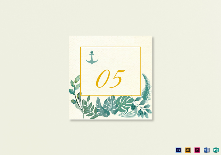 nautical wedding table card template