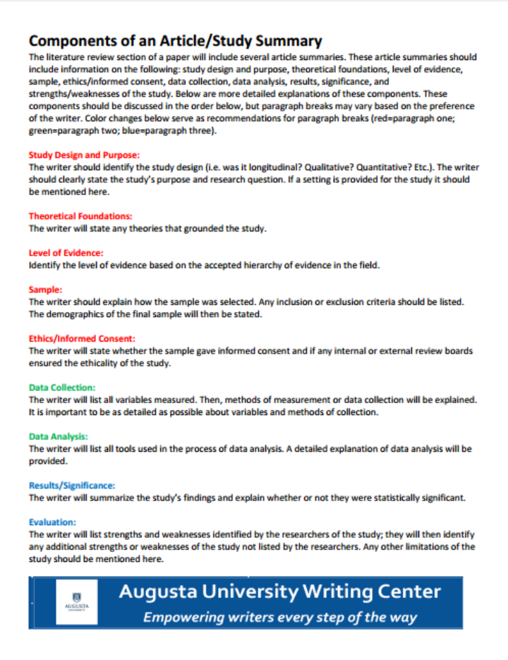 scientific article summary template