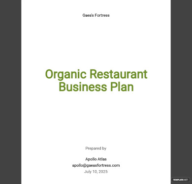 organic restaurant business plan template