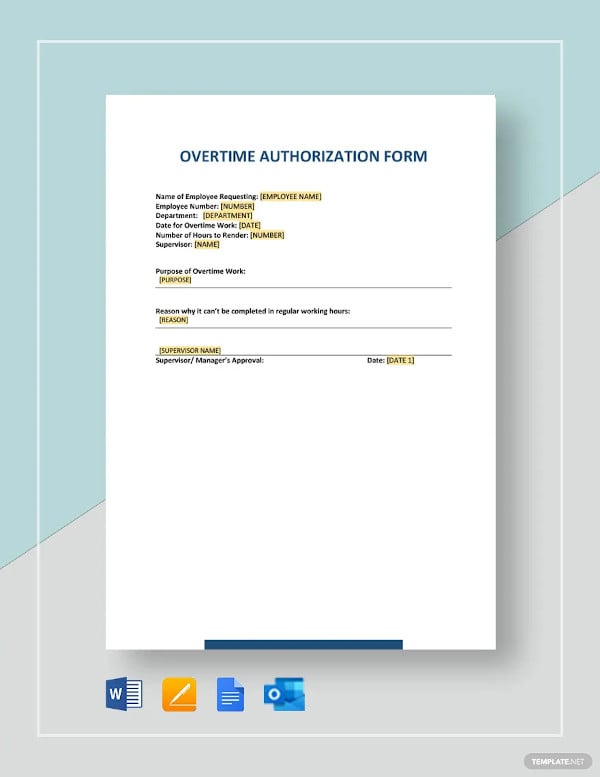 14 Overtime Authorization Forms And Templates Pdf Doc 9362