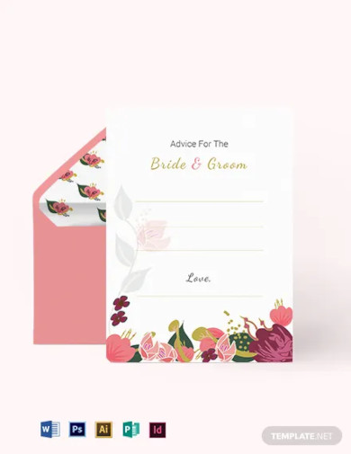 pink floral wedding advice card template