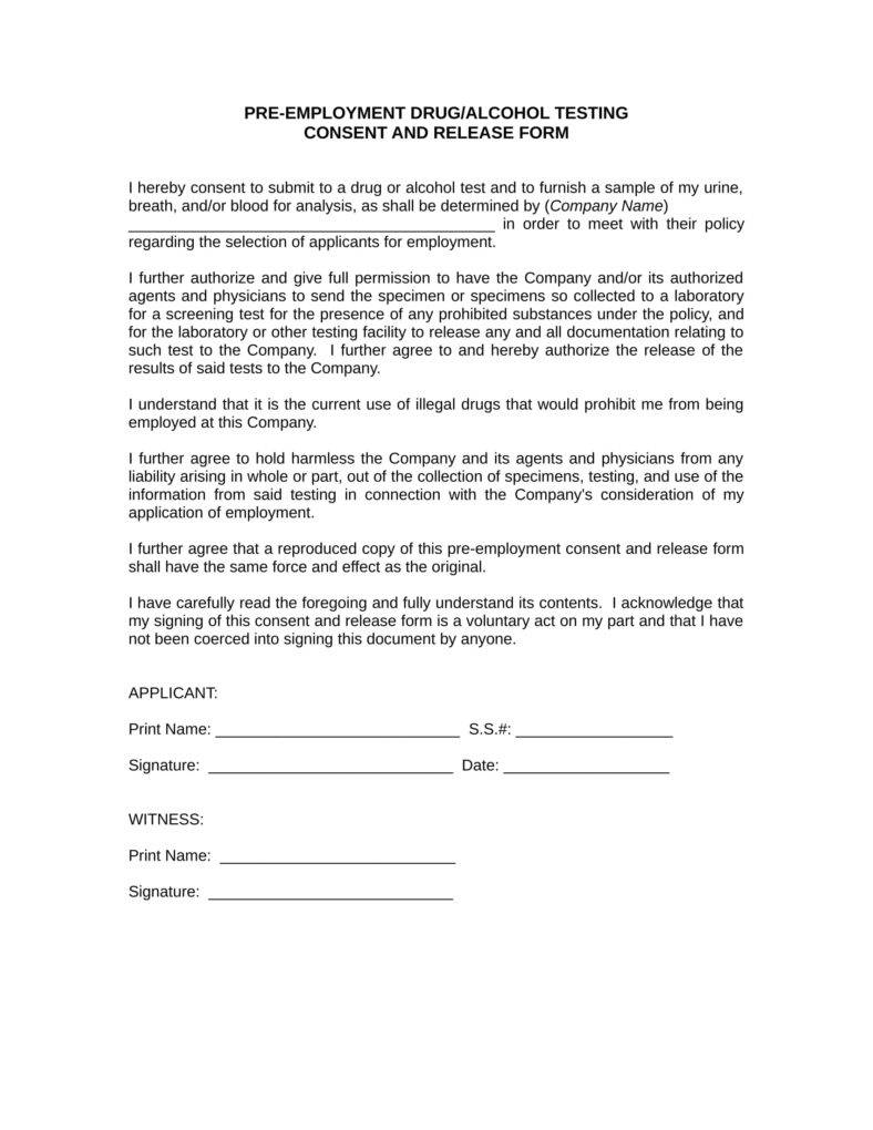 Drug Test Form Template Master Template