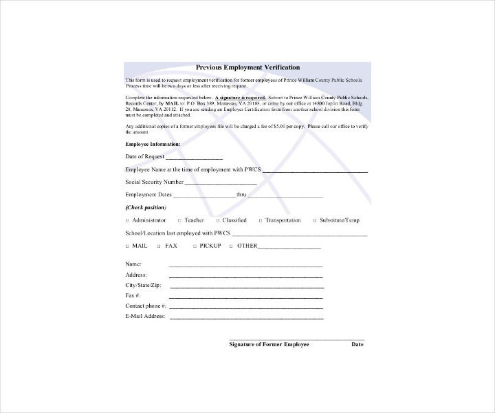 9+ Employment Verification Forms  Free PDF, DOC Format Download