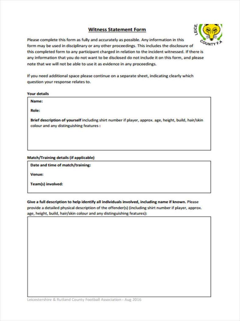 13+ Witness Statement Forms - Free PDF, DOC Format Download