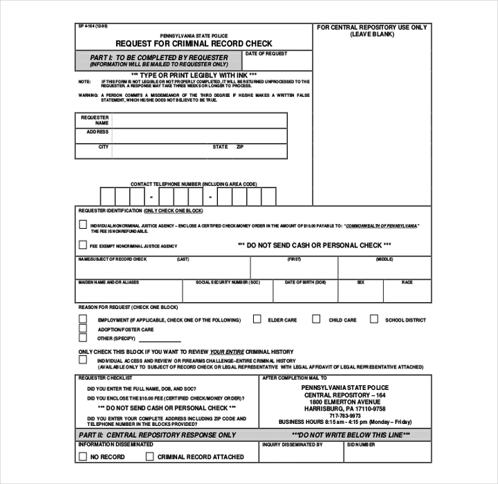 Criminal Record Template