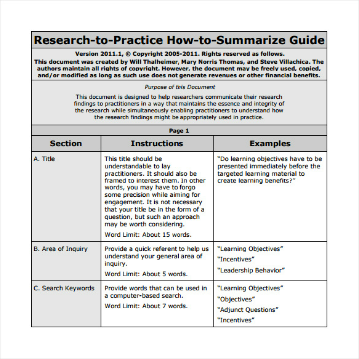 How To Summarize An Article Template