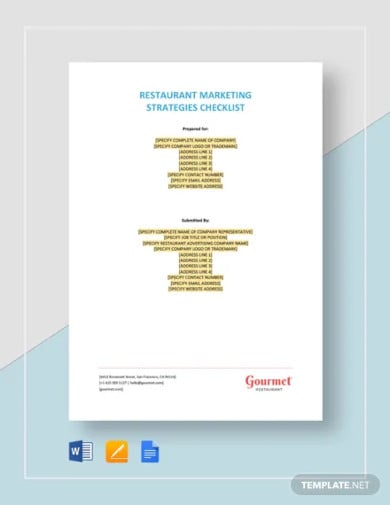 restaurant marketing strategies checklist template