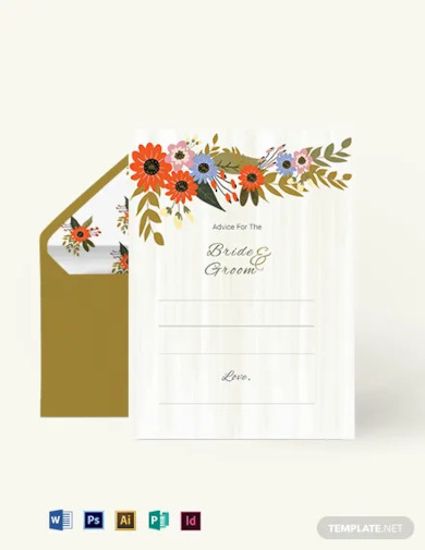 small flower wedding advice card template