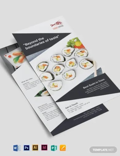 sushi restaurant dl card template