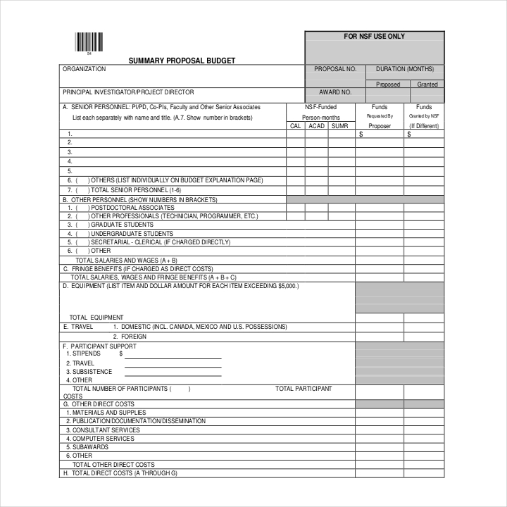 travel budget proposal template