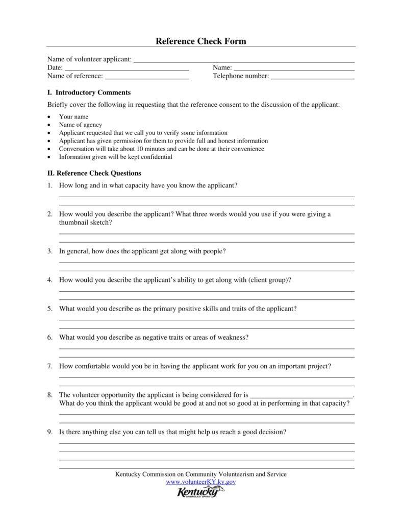 volunteer applicant reference check form 788x1020