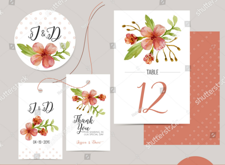 watercolor wedding label card templates