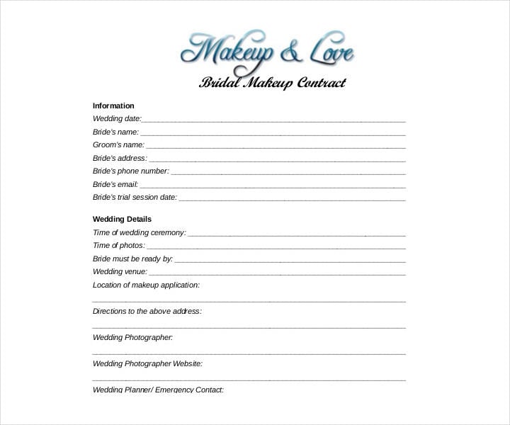 wedding-and-bridal-makeup-contract-template
